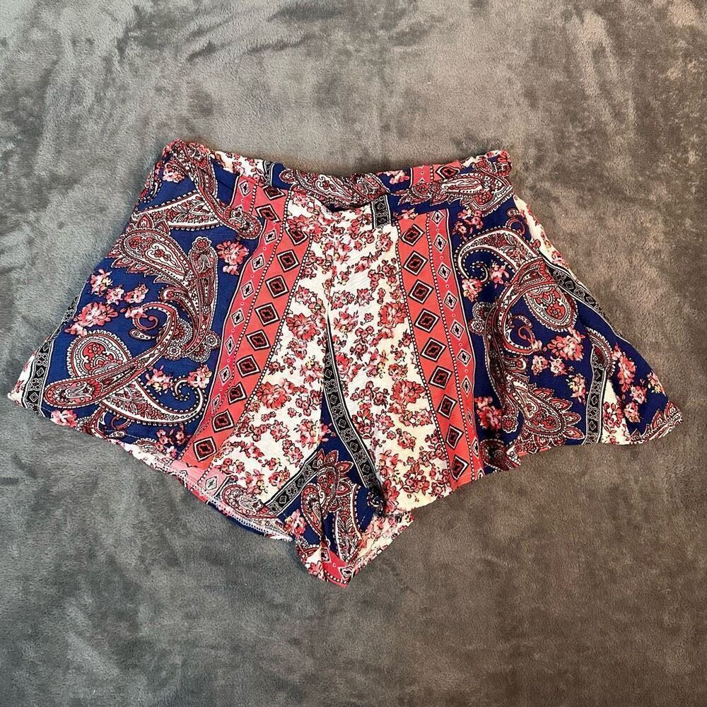 Wet Seal Vintage Paisley Print Boho Shorts Womens S Red Y2K Hippie Boho Festival